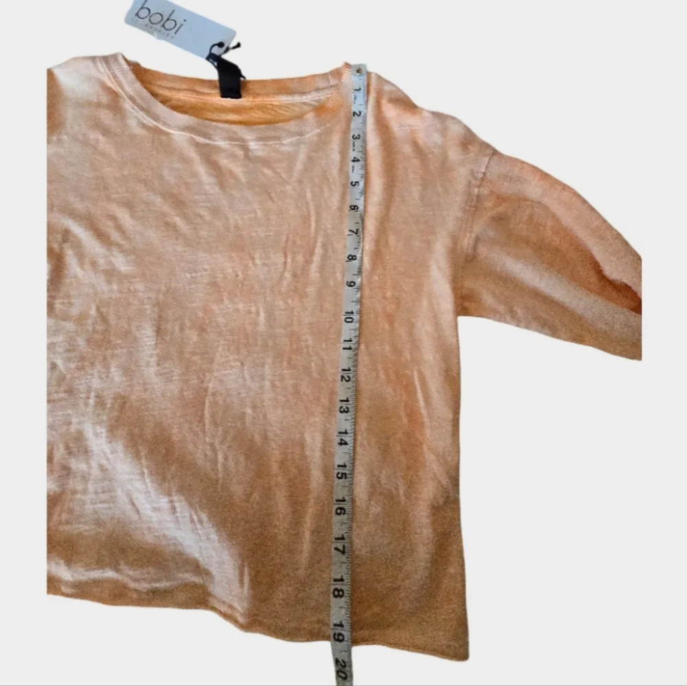 Bobi NWT Cropped Long Sleeve Tee Small Light Wash Orange Long Sleeve Women's Top - Picture 5 of 9